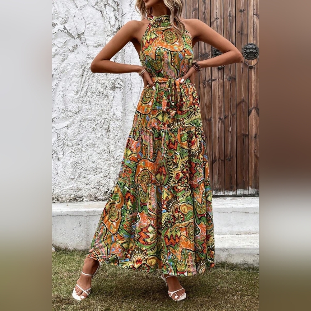 Colorful Patterned Maxi Dress - Picture 4 of 7
